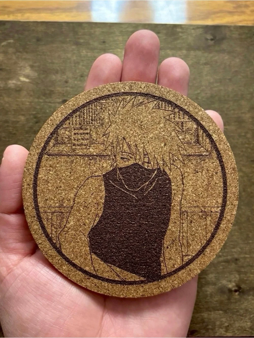 Naruto Kakashi Laser Engraved Cork Coaster #3